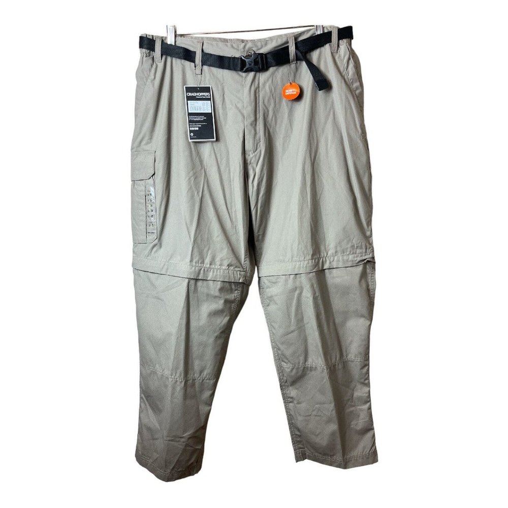 Craghoppers Kiwi Convertible Zip Off Cargo Hiking Pants Belted 40x29 Beige
